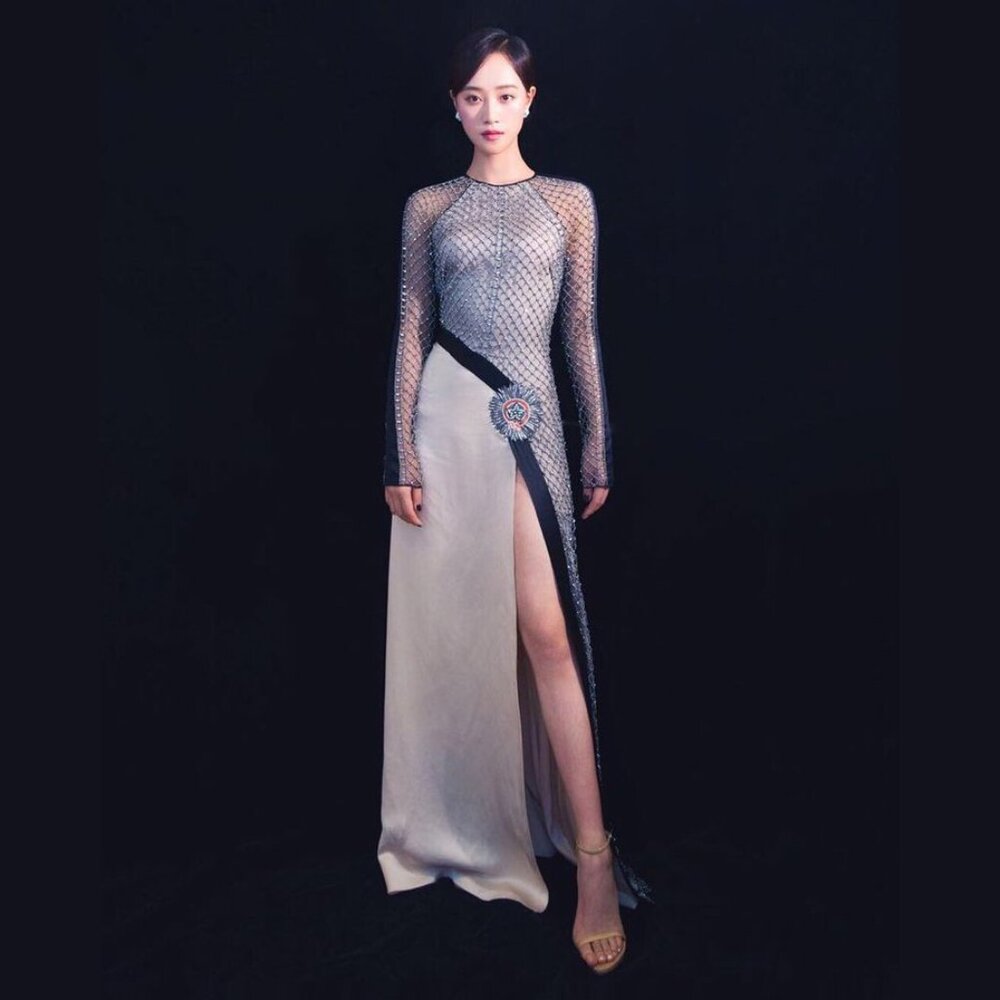 $6360 Temperley London Emblem Beaded Sleeved Runway Gown